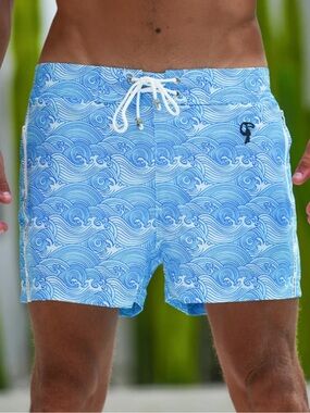 Tucann - Men's Premium Swim Shorts Make Waves Blue V2
